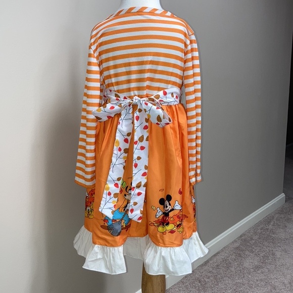 Disney fall themed orange o green sleeve dress Mickey goofy Minnie - Picture 4 of 10